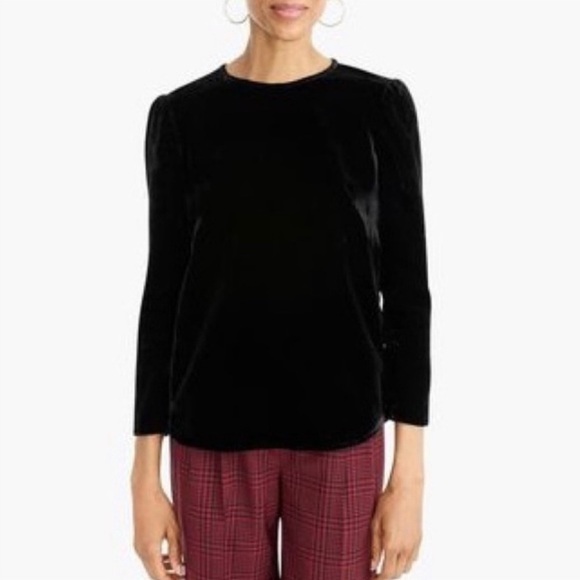 J.Crew Puff Sleeve Velvet Top Size 00 - Picture 1 of 6